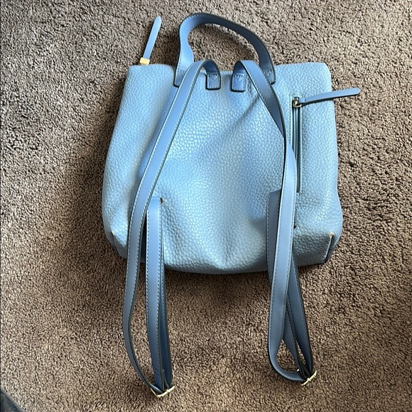Powder Blue Leather Backpack with Structured Design - Picture 2 of 4